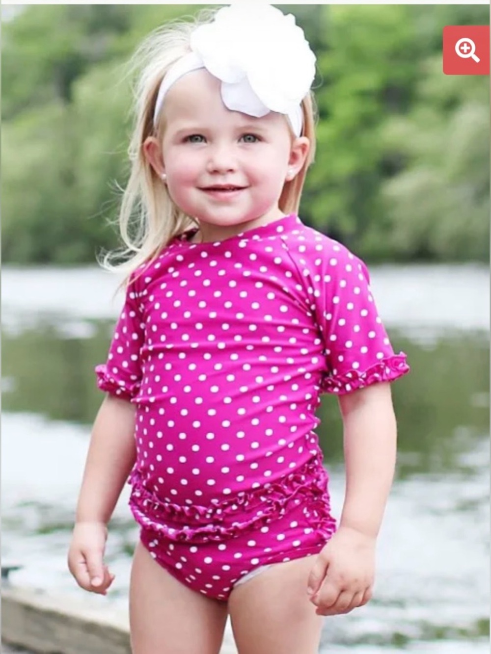 NWT - Rufflebutts Berry Polka Dot Ruffled Rash Guard Bikini